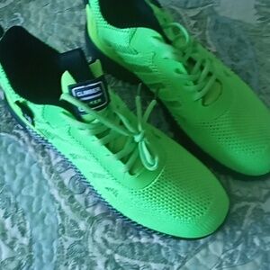 Lime green running shoes size 12 for women and size 11 for men